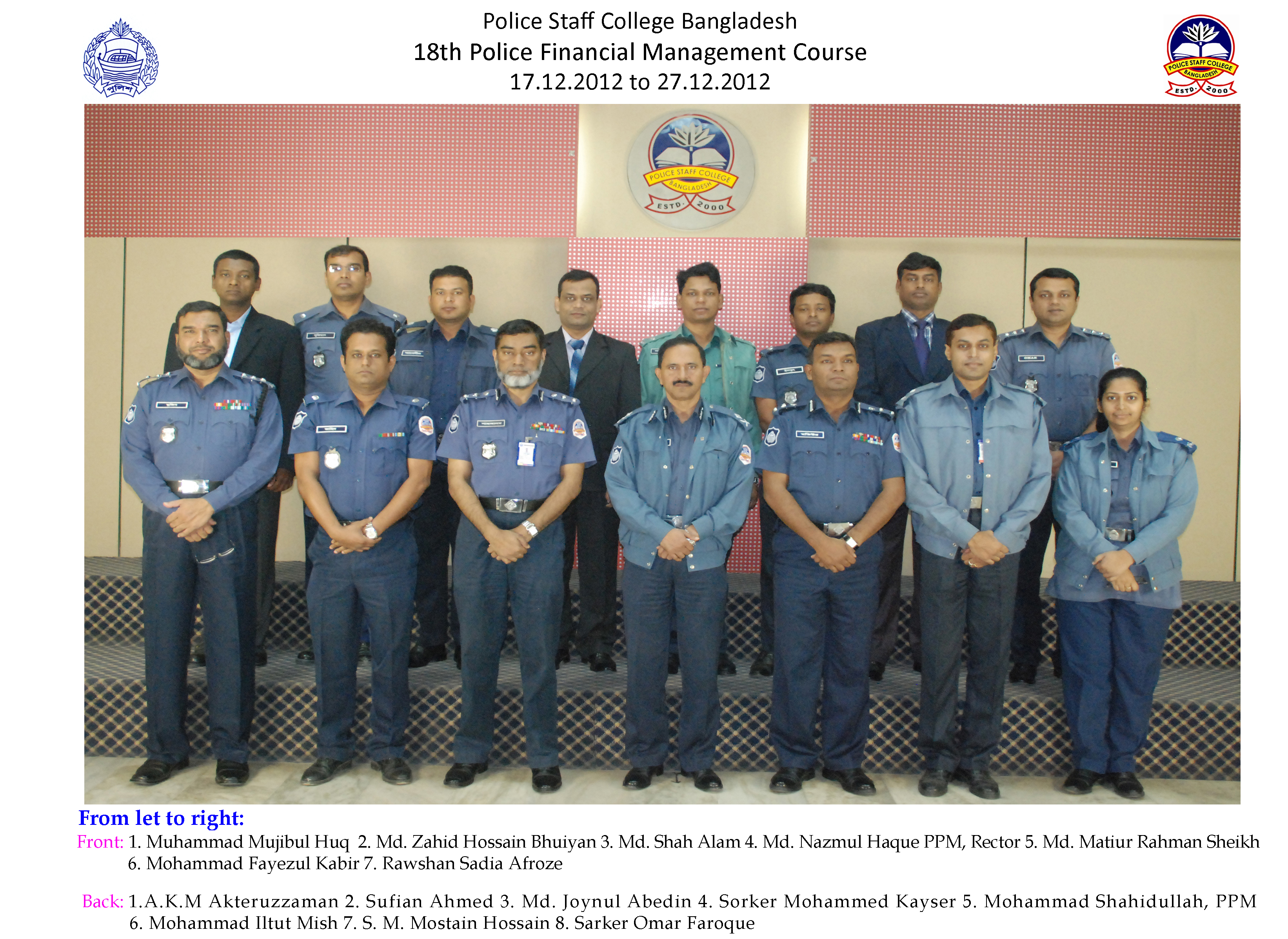 Participant of 18th Police Financial Management Course. 
