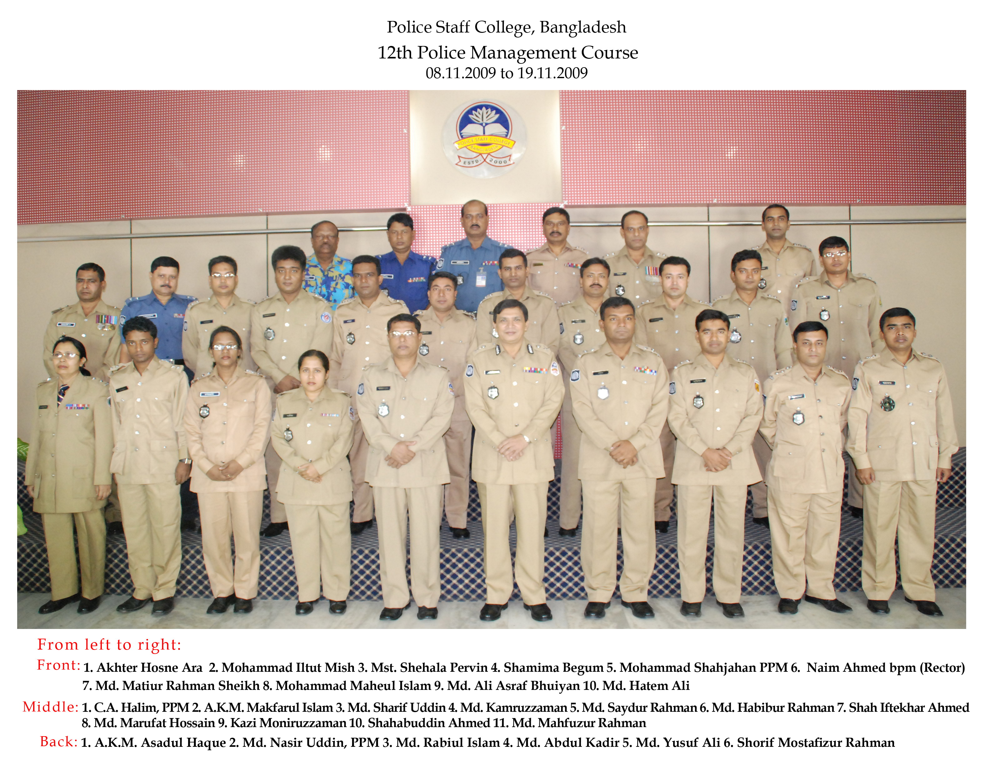 Participant of 12th Police Management Certificate Course. 