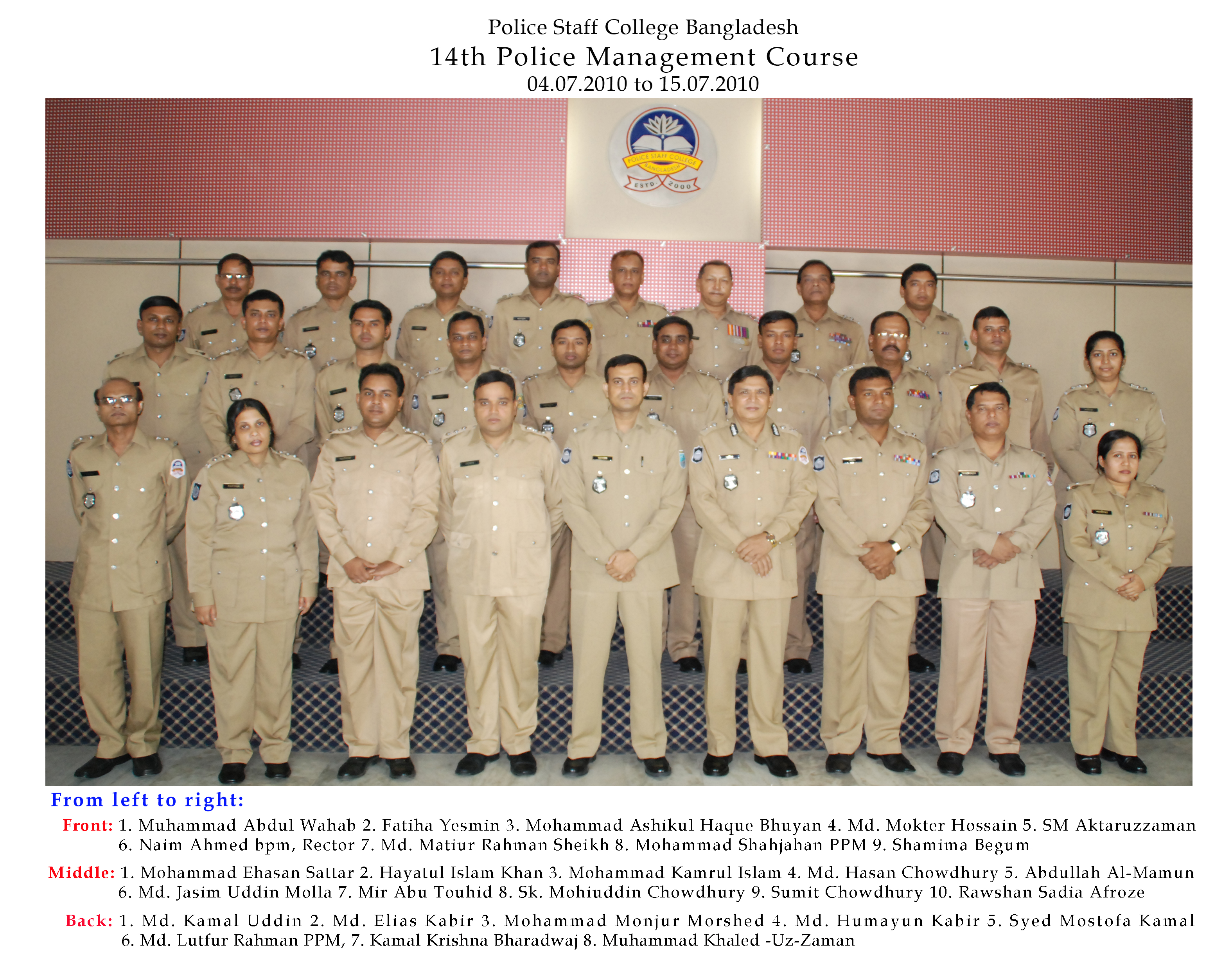 Participant of 14th Police Management Certificate Course. 