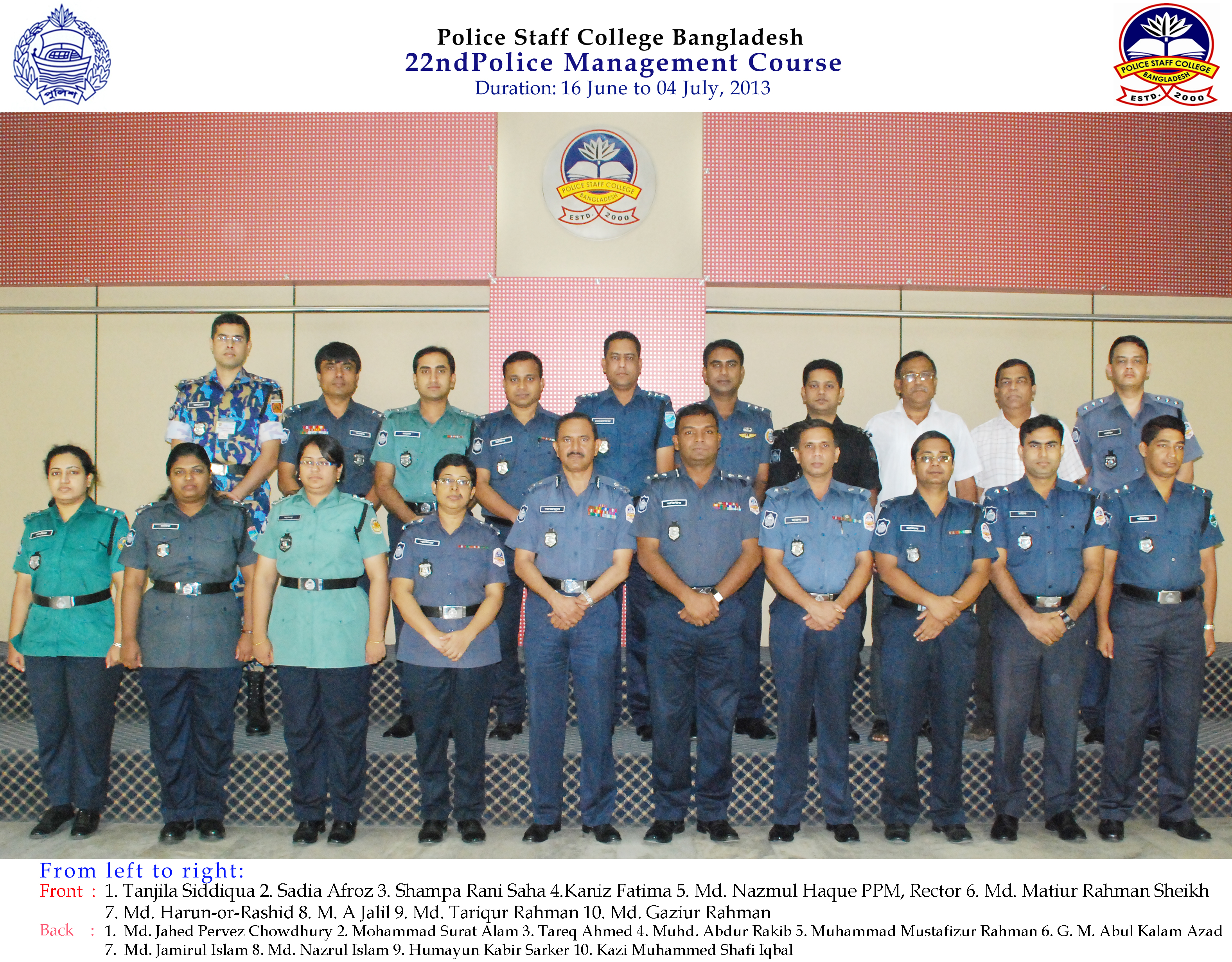 Participant of 22nd Police Management Course. 